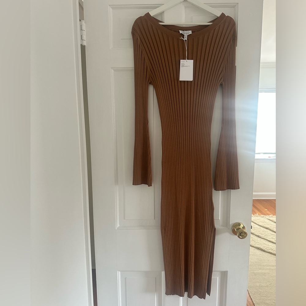 & Other Stories Brown Ribbed Dress